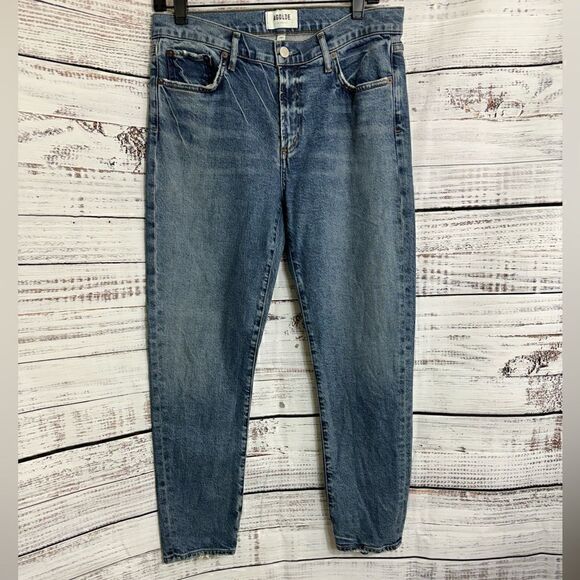 AGOLDE Jeans Womens size 29 Toni Mid-Rise Straight Blue Landmark organic Cotton - Picture 2 of 16